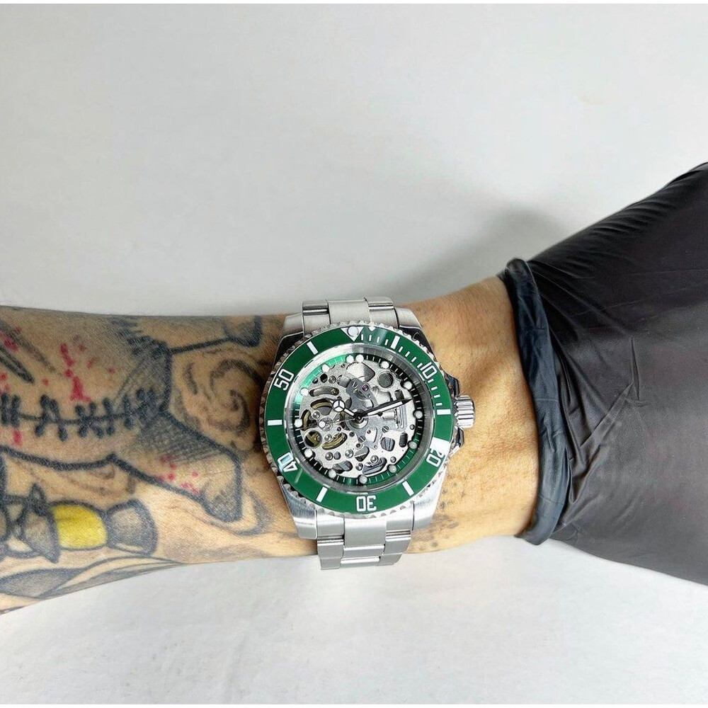 Custom Seiko Mod • Hulk Green Skeleton Submariner • 40mm